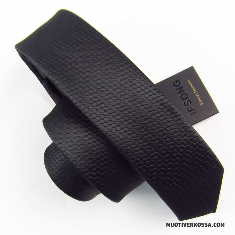 Krawat Męskie Brytyjski Casual Trendy Pudełko Na Prezenty Mały Wąskie Czarny