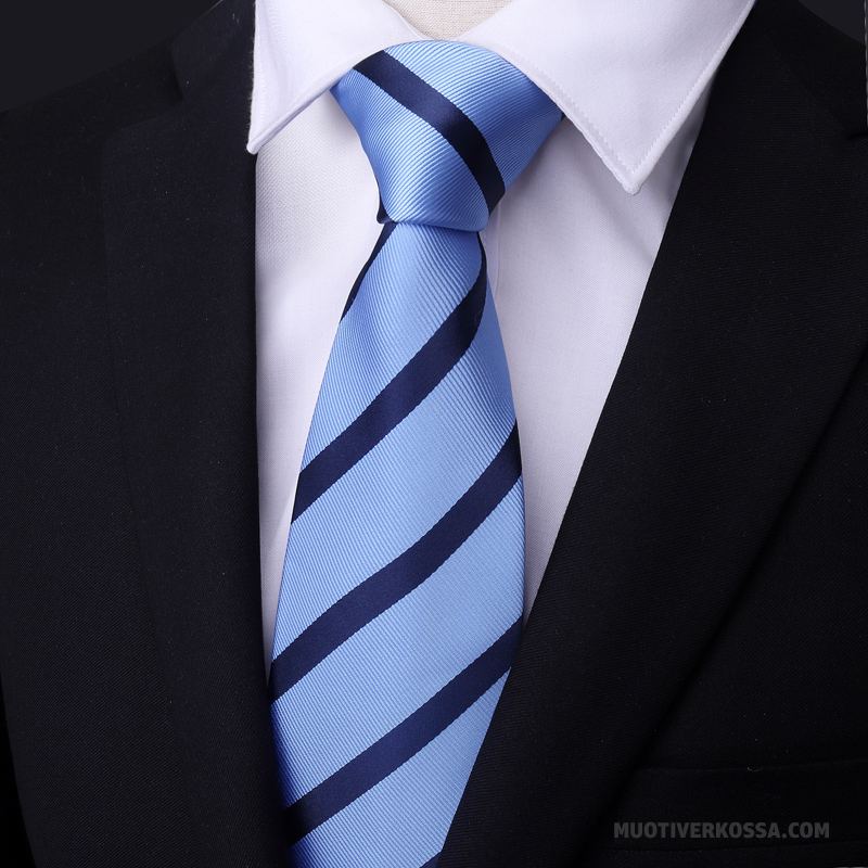 Krawat Męskie Z Pracy Biznes Ślubna W Paski Sukienka Pan Młody Niebieski
