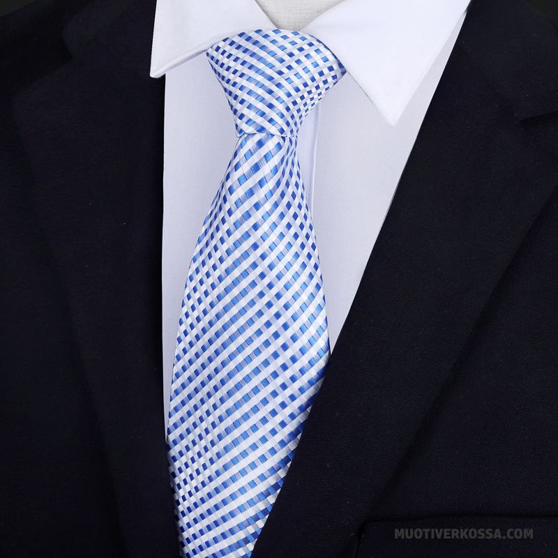 Krawat Męskie Z Pracy Biznes Ślubna W Paski Sukienka Pan Młody Niebieski