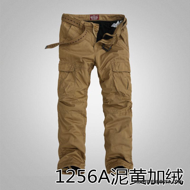 Spodnie Cargo Męskie Jesień Więcej Kieszeni Szerokie Casualowe Spodnie Slim Fit Tendencja Kamuflaż Beżowy Biały