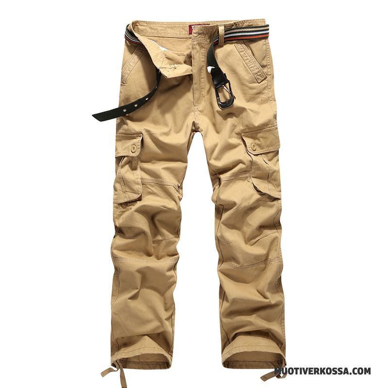 Spodnie Cargo Męskie Szerokie Casualowe Spodnie Outdoor Więcej Kieszeni Duży Rozmiar Proste Szary Ciemno