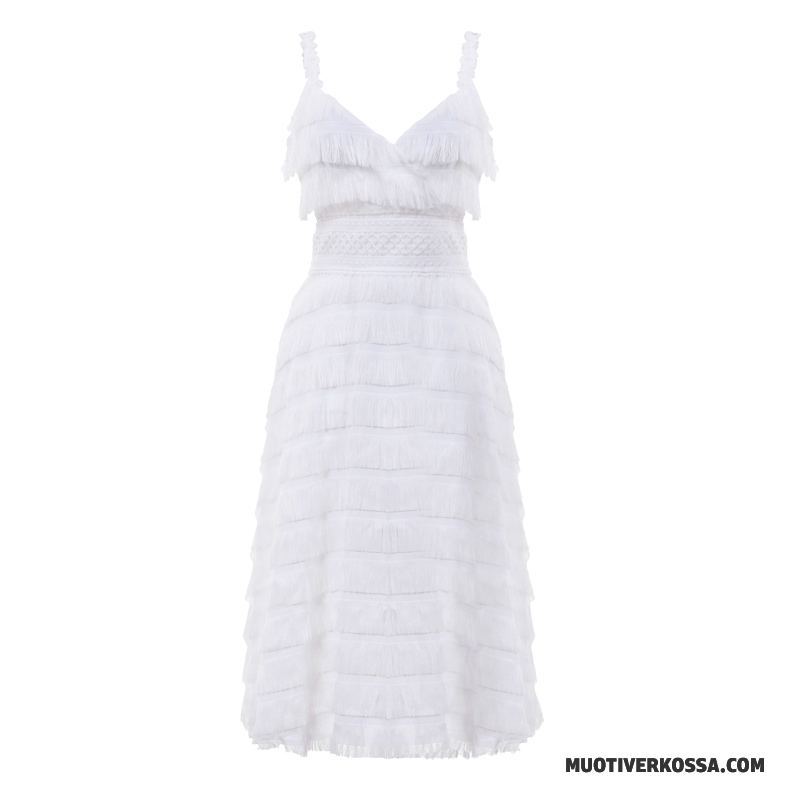 Sukienka Damskie Lato Wakacje Plażowe Super Nowy Bez Pleców Biały Proszek