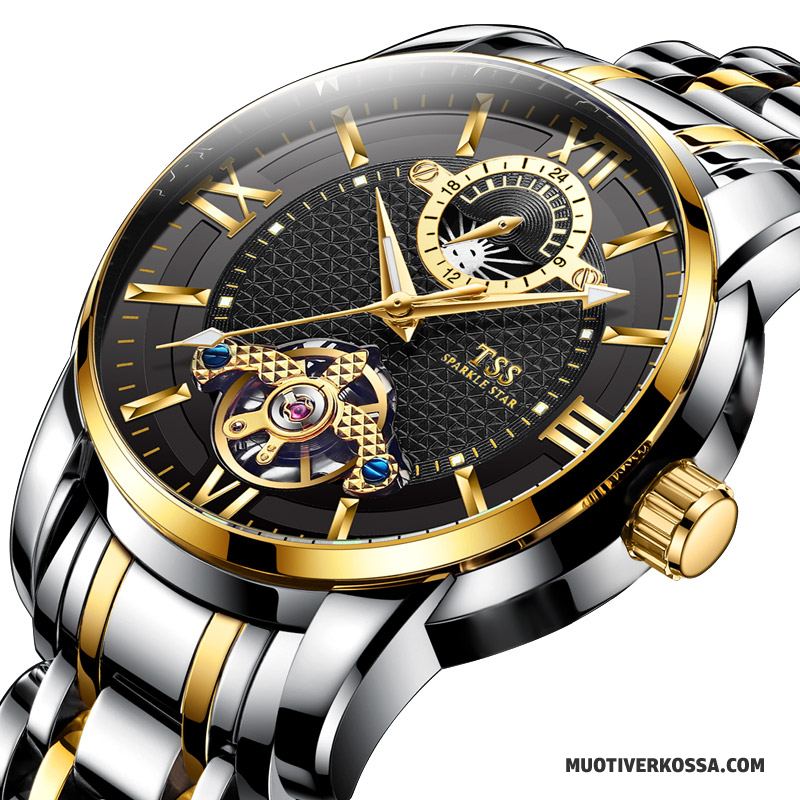 Zegarek Męskie Casual Automatycznie Świecące Trendy Biznes Wodoodporny Złoty Czarny