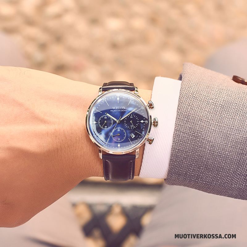 Zegarek Męskie Wodoodporny Moda Casual Biznes Świecące Zegarek Na Rękę Srebrny Biały