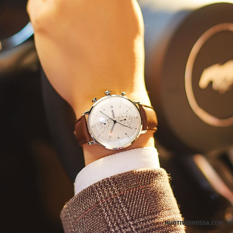 Zegarek Męskie Wodoodporny Moda Casual Biznes Świecące Zegarek Na Rękę Srebrny Biały