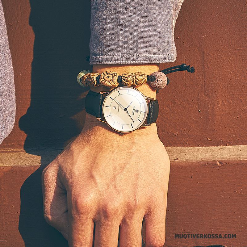 Zegarek Męskie Zakochani Trendy Zegarek Kwarcowy Prawdziwa Skóra Zegarek Na Rękę Casual Róża Złoty Biały Brązowy