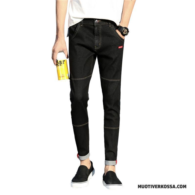 Dżinsy Męskie Spodnie Slim Fit Elastyczne Wiosna Ołówkowe Spodnie Casualowe Spodnie Czarny