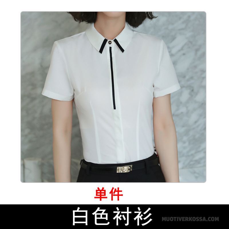 Koszula Krótki Rękaw Damskie Mały Nowy Sukienka Bluzka Świeży Lato Biały