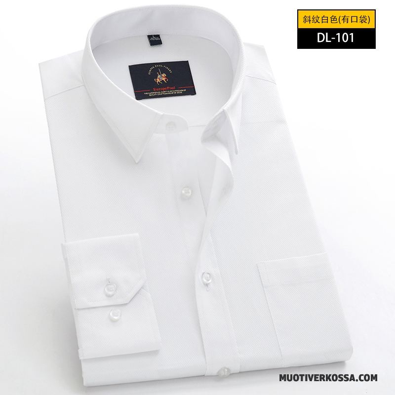 Koszula Męskie Długi Rękaw Wiosna Jesień Sukienka Biznes Biurowe Biały