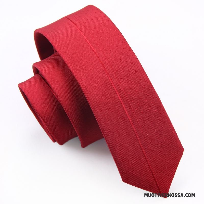Krawat Męskie Trendy 5 Cm Mały Ślubna Pan Młody Wąskie Czarny Czerwony