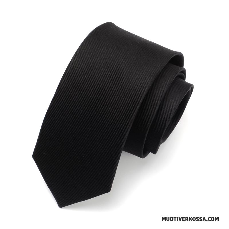 Krawat Męskie Wąskie Jedwab Mały Moda Ślubna Student Czarny