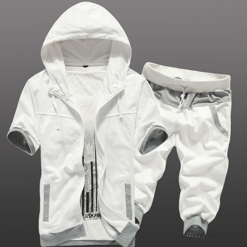 Odzież Sportowa Męskie Bieganie Ubrania Płaszcz Krótki Rękaw Lato Pasować Cienkie Biały