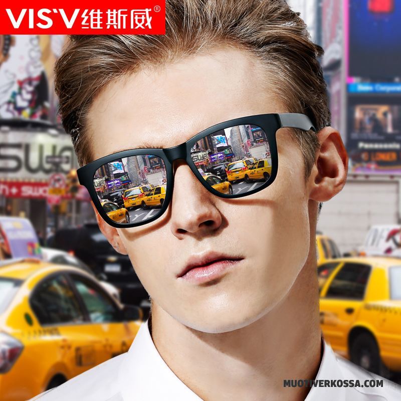 Okulary Przeciwsłoneczne Męskie Bardzo Lekkie Kwadratowy Vintage Osobowość Trendy Polaryzator Czarny