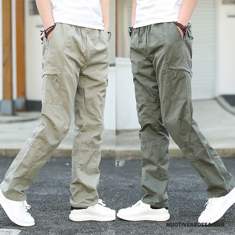 Spodnie Cargo Męskie Spodnie Dresowe Szerokie Duży Rozmiar Casual Cienkie Długie Zielony