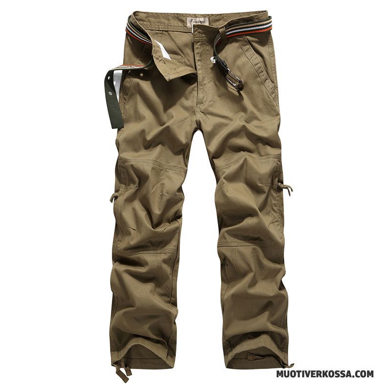 Spodnie Cargo Męskie Szerokie Casualowe Spodnie Outdoor Więcej Kieszeni Duży Rozmiar Proste Szary Ciemno