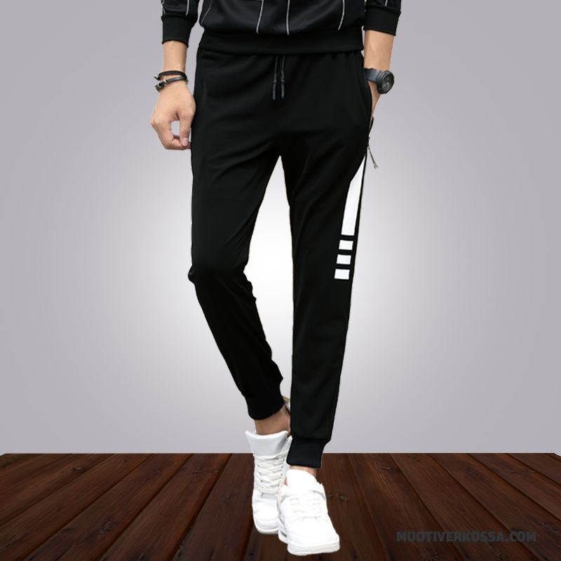 Spodnie Męskie Casualowe Spodnie Tendencja Slim Fit Spodnie Dresowe Mały Nowy Czarny
