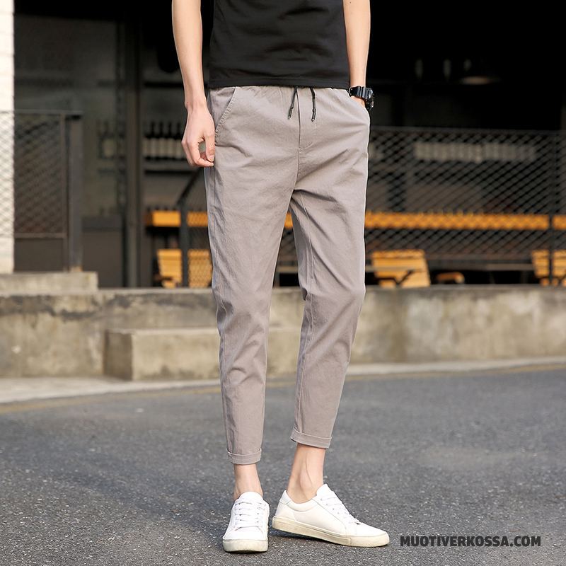 Spodnie Męskie Cienkie Slim Fit Tendencja Casualowe Spodnie Ołówkowe Spodnie Harlan Biały
