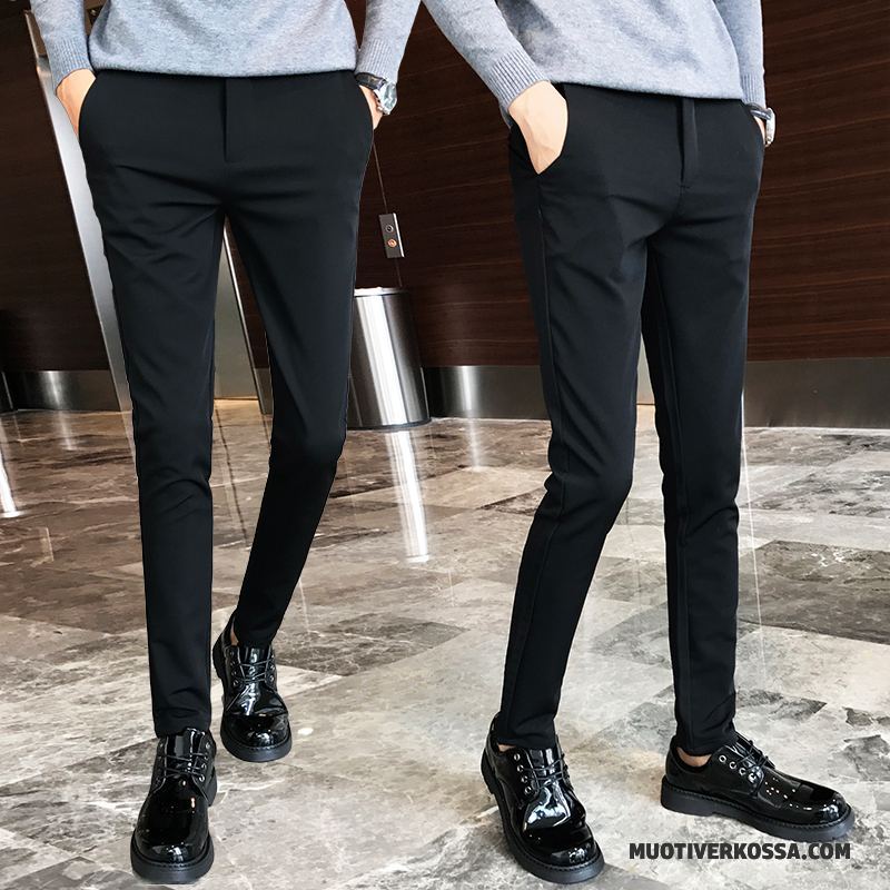 Spodnie Męskie Ołówkowe Spodnie Elastyczne Lato Slim Fit Tendencja 2018 Czarny