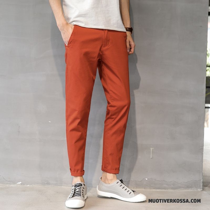 Spodnie Męskie Proste Casualowe Spodnie Mały Slim Fit Cienkie Elastyczne Czerwony