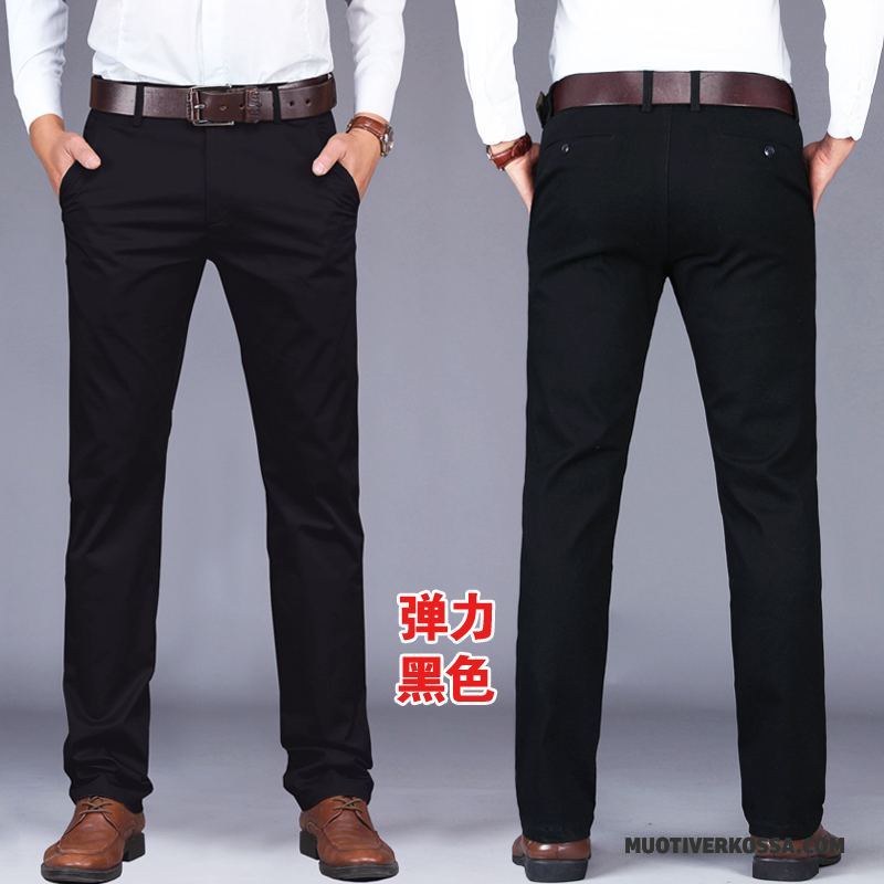 Spodnie Męskie Proste Elastyczne Lato Casualowe Spodnie Cienkie Młodzież Czarny