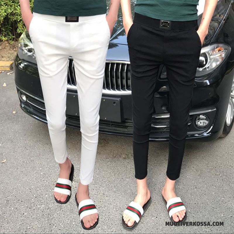 Spodnie Męskie Slim Fit Ołówkowe Spodnie Elastyczne Mały Tendencja Cienkie Biały Czerwony
