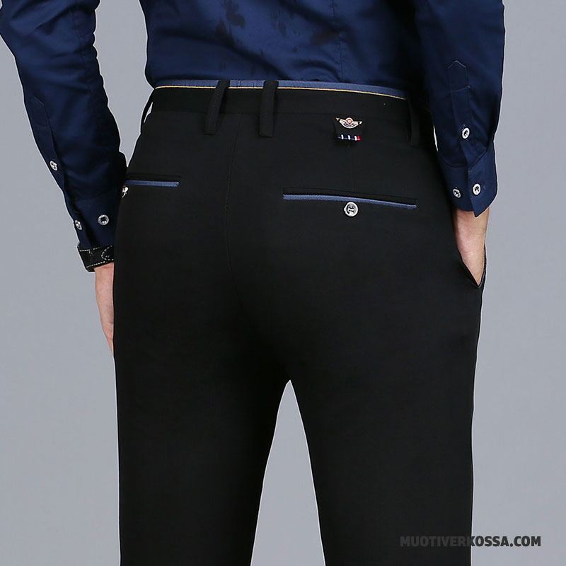 Spodnie Męskie Tendencja Dla Grubych Młodzież Bawełniane Plus Kaszmir Slim Fit Czarny