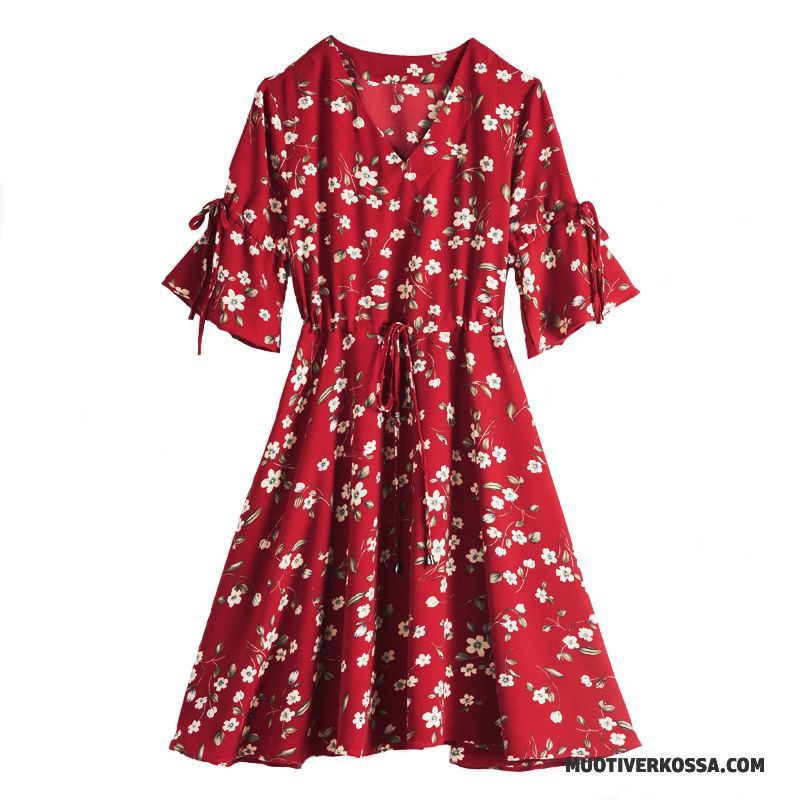 Sukienka Damskie Długie Kwiatowa Szerokie Lato Nowy Tendencja Czerwony