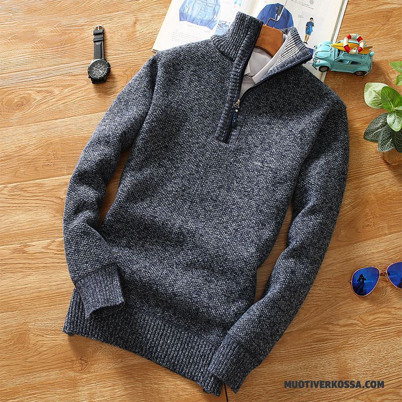 Sweter Męskie Duży Rozmiar Płaszcz Swetry Zima Plus Kaszmir Jesień Granatowy Czysta
