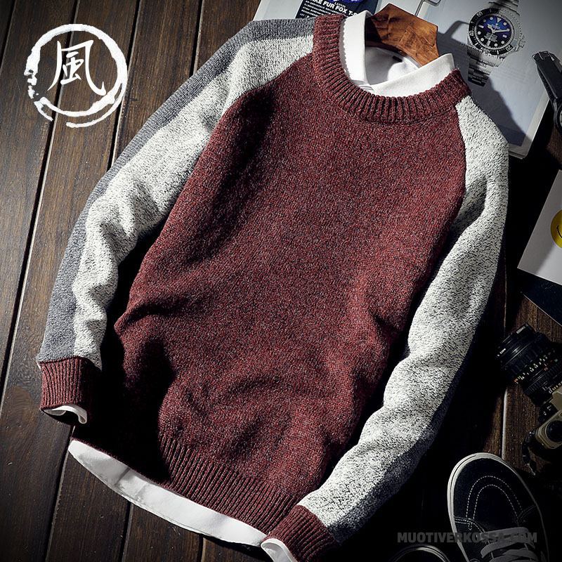 Sweter Męskie Tendencja Świeży Podkoszulek Art Swetry Mały Czerwony