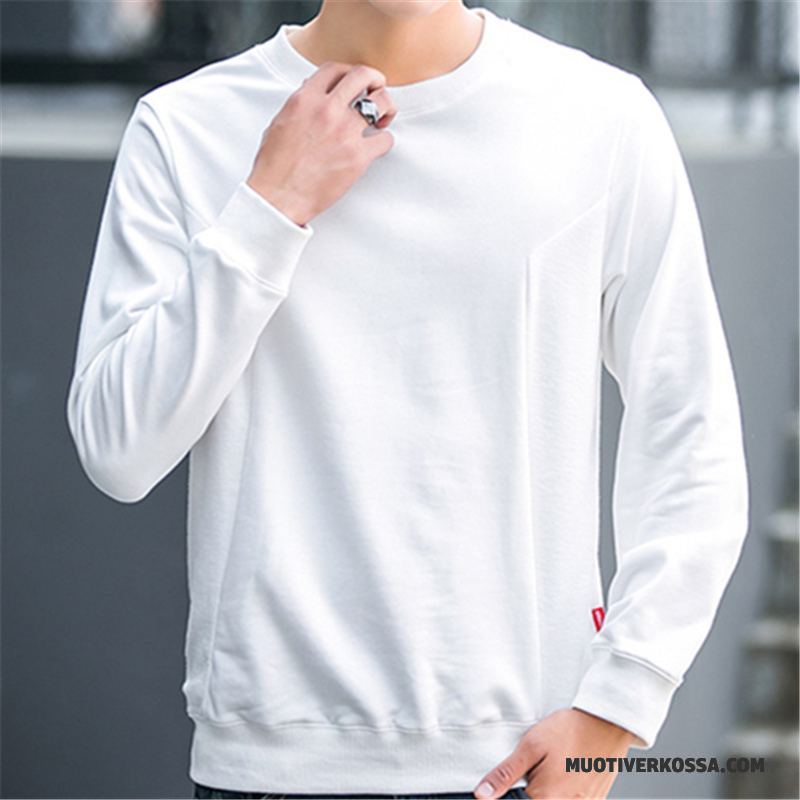 T-shirt Z Długim Rękawem Męskie Nowy Bluzy Z Kapturem Długi Rękaw Pullover Tendencja Szerokie Biały