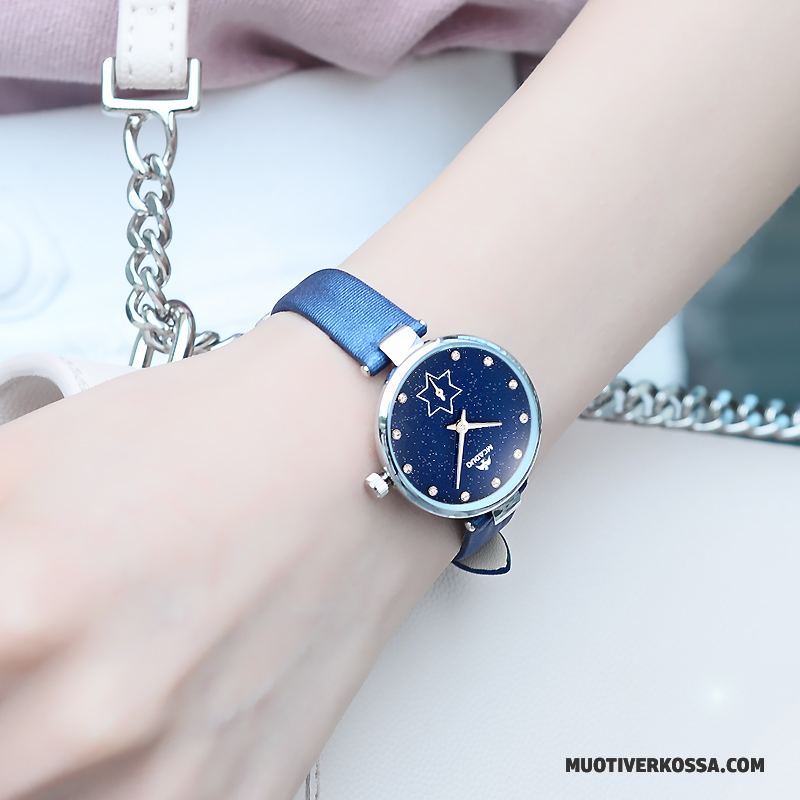 Zegarek Damskie Średni Świeży Trendy Zegarek Na Rękę Damska Prosty Niebieski