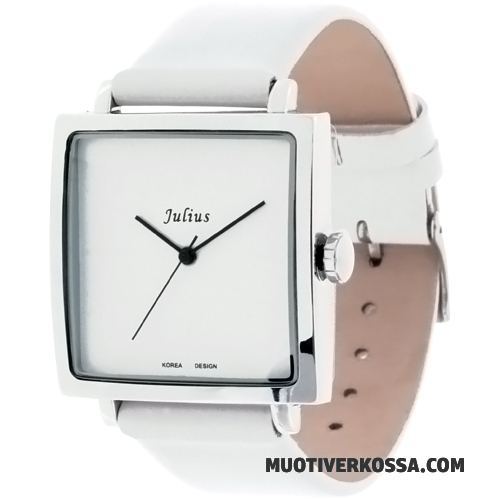 Zegarek Męskie Klasyczny Prosty Średni Zegarek Na Rękę Kwadratowy Damska Srebrny Biały