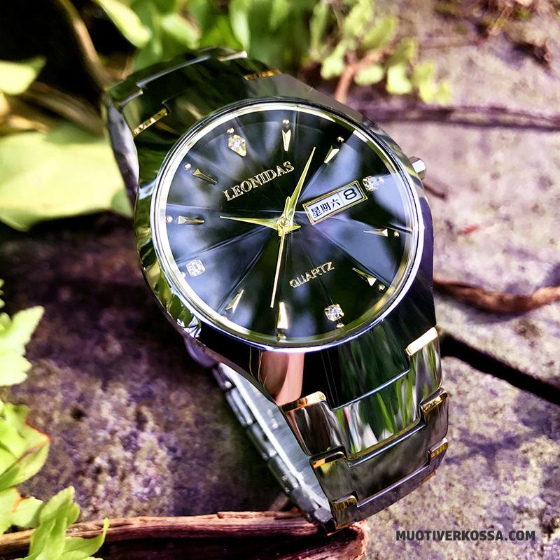 Zegarek Męskie Rhinestone Moda Biznes Wodoodporny Oryginalne Zegarek Na Rękę Złoty Czarny