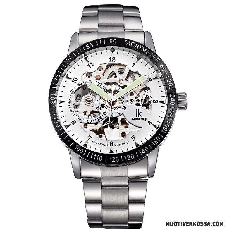 Zegarek Męskie Wodoodporny Biznes Świecące Casual Koronka Zegarek Na Rękę Srebrny Biały