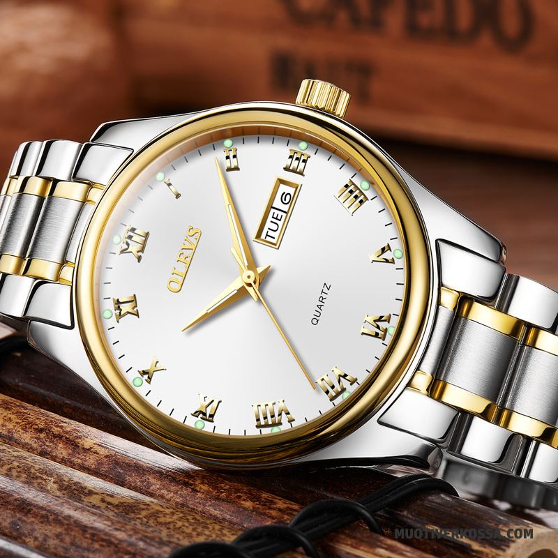 Zegarek Męskie Wodoodporny Trendy Świecące Zegarek Kwarcowy Moda Zegarek Na Rękę Biały