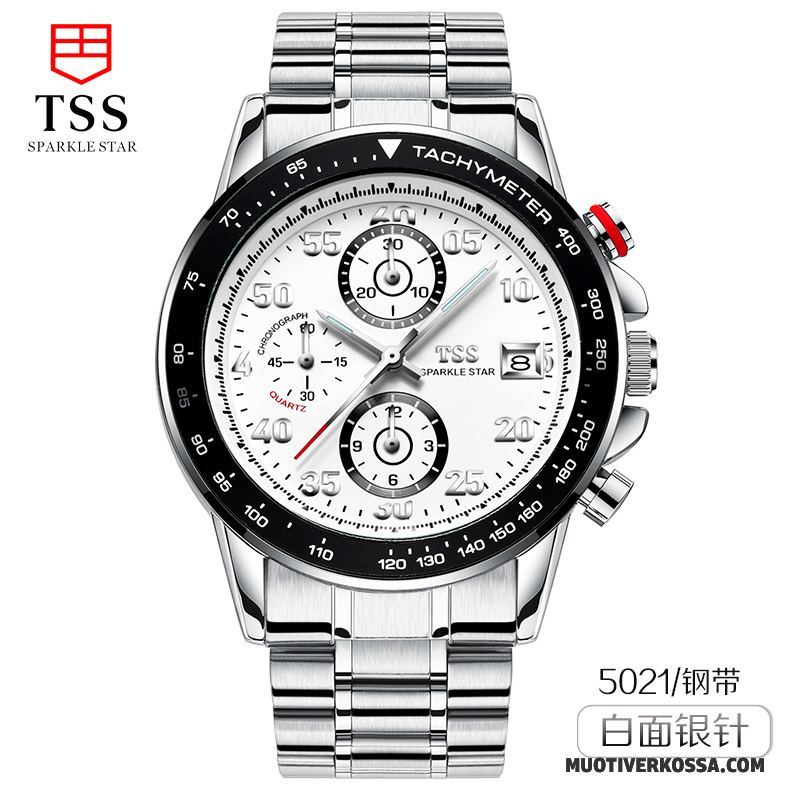 Zegarek Męskie Zegarek Kwarcowy Trendy Świecące Zegarek Na Rękę Stal Nierdzewna Sportowe Srebrny Biały