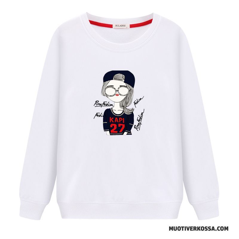 Bluza Z Kapturem Damskie Bluzy Z Kapturem Tendencja Cienkie Pullover Okrągły Dekolt Student Biały