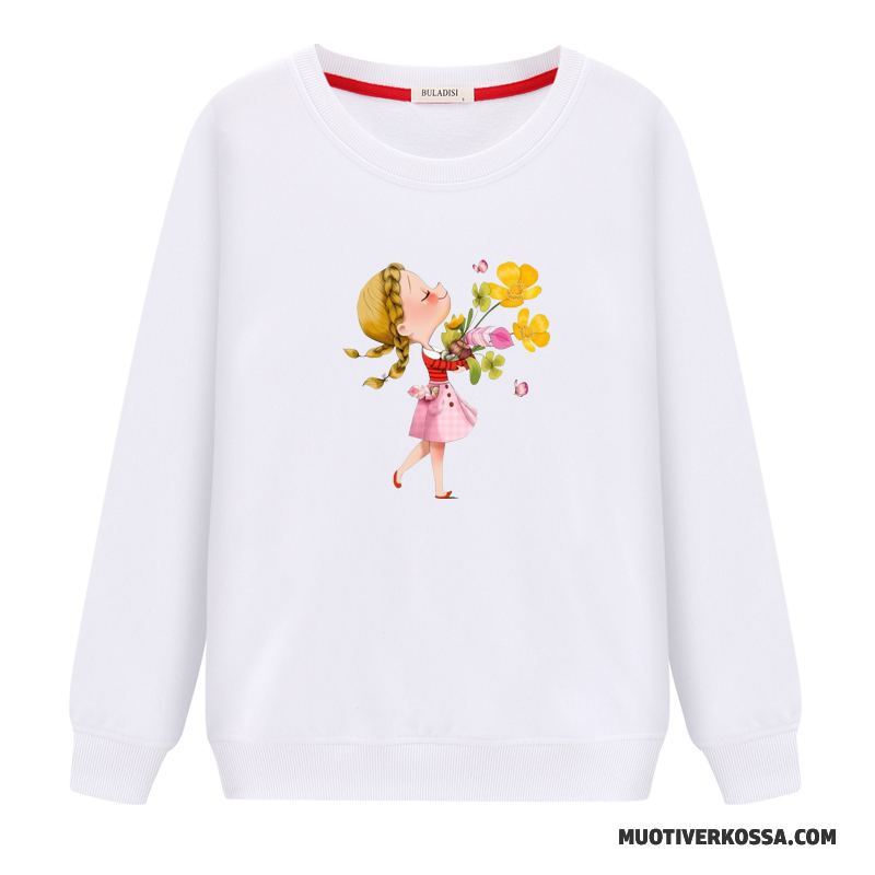 Bluza Z Kapturem Damskie Bluzy Z Kapturem Tendencja Cienkie Pullover Okrągły Dekolt Student Biały