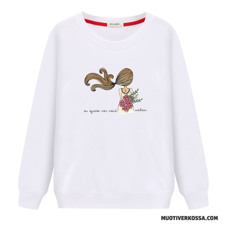 Bluza Z Kapturem Damskie Bluzy Z Kapturem Tendencja Cienkie Pullover Okrągły Dekolt Student Biały