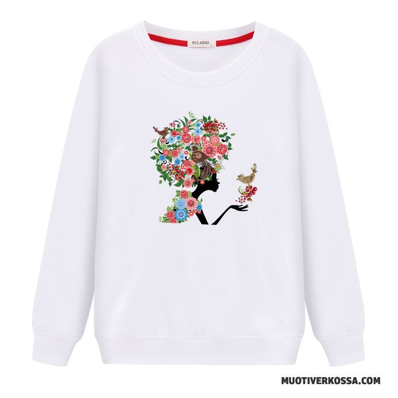 Bluza Z Kapturem Damskie Bluzy Z Kapturem Tendencja Cienkie Pullover Okrągły Dekolt Student Biały