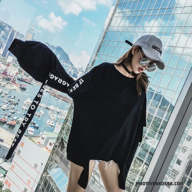 Bluza Z Kapturem Damskie Swag Bluzy Z Kapturem Wiosna Alfabet Rękawy 2018 Czarny