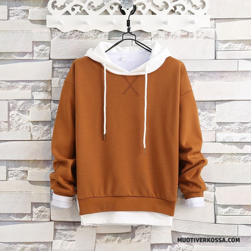 Bluza Z Kapturem Męskie Vintage Pullover Tendencja Bluzy Z Kapturem Płaszcz Zakochani Brunatny