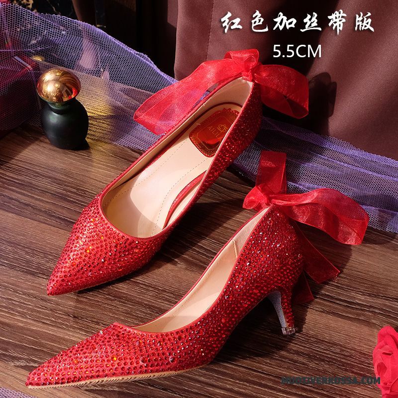 Buty Na Obcasie Damskie Kryształ 2018 Szpiczaste Ślubna Buty Ślubne Rhinestone Srebrny