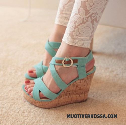 Buty Wedges Damskie Otwarte Duży Rozmiar Wysokie Obcasy Open Toe Moda Sandały