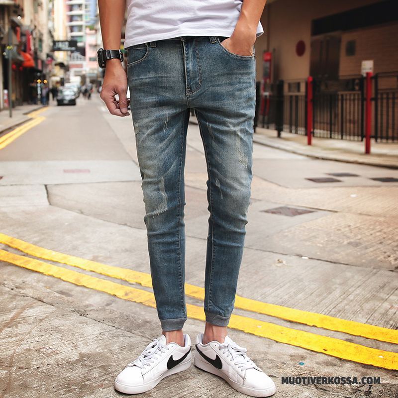 Dżinsy Męskie Harlan Vintage Tendencja 2018 Slim Fit Denim Niebieski