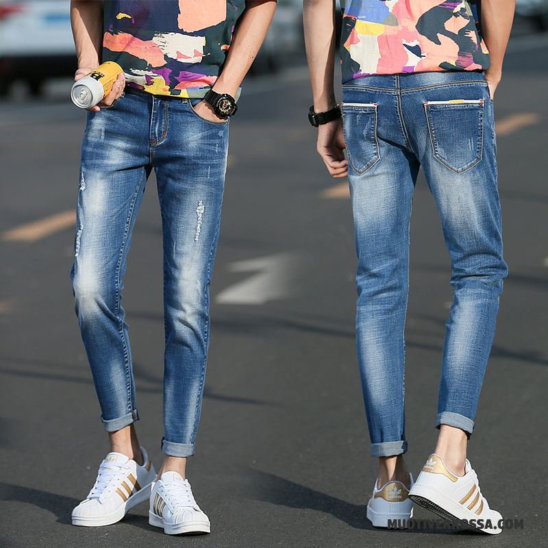 Dżinsy Męskie Nowy Lato Casual Mały Wiosna Slim Fit Szary Czarny