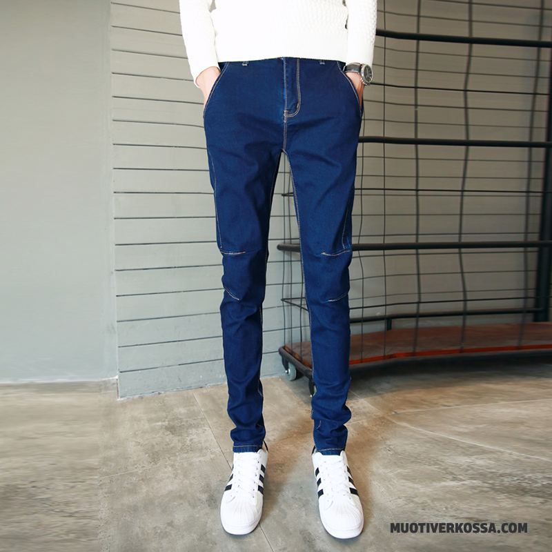 Dżinsy Męskie Nowy Slim Fit Lato Ołówkowe Spodnie Tendencja Moda Niebieski