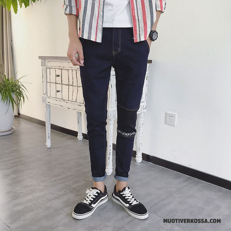 Dżinsy Męskie Tendencja Denim Slim Fit Lato Wiosna 2018 Niebieski Czarny