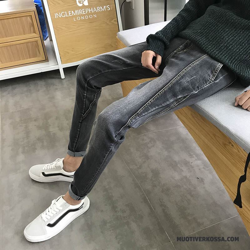 Dżinsy Męskie Tendencja Denim Slim Fit Lato Wiosna 2018 Niebieski Czarny
