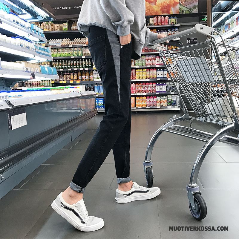 Dżinsy Męskie Tendencja Denim Slim Fit Lato Wiosna 2018 Niebieski Czarny